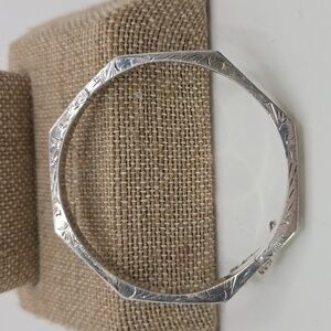Elegant Carved Sterling Silver Bangle Bracelet